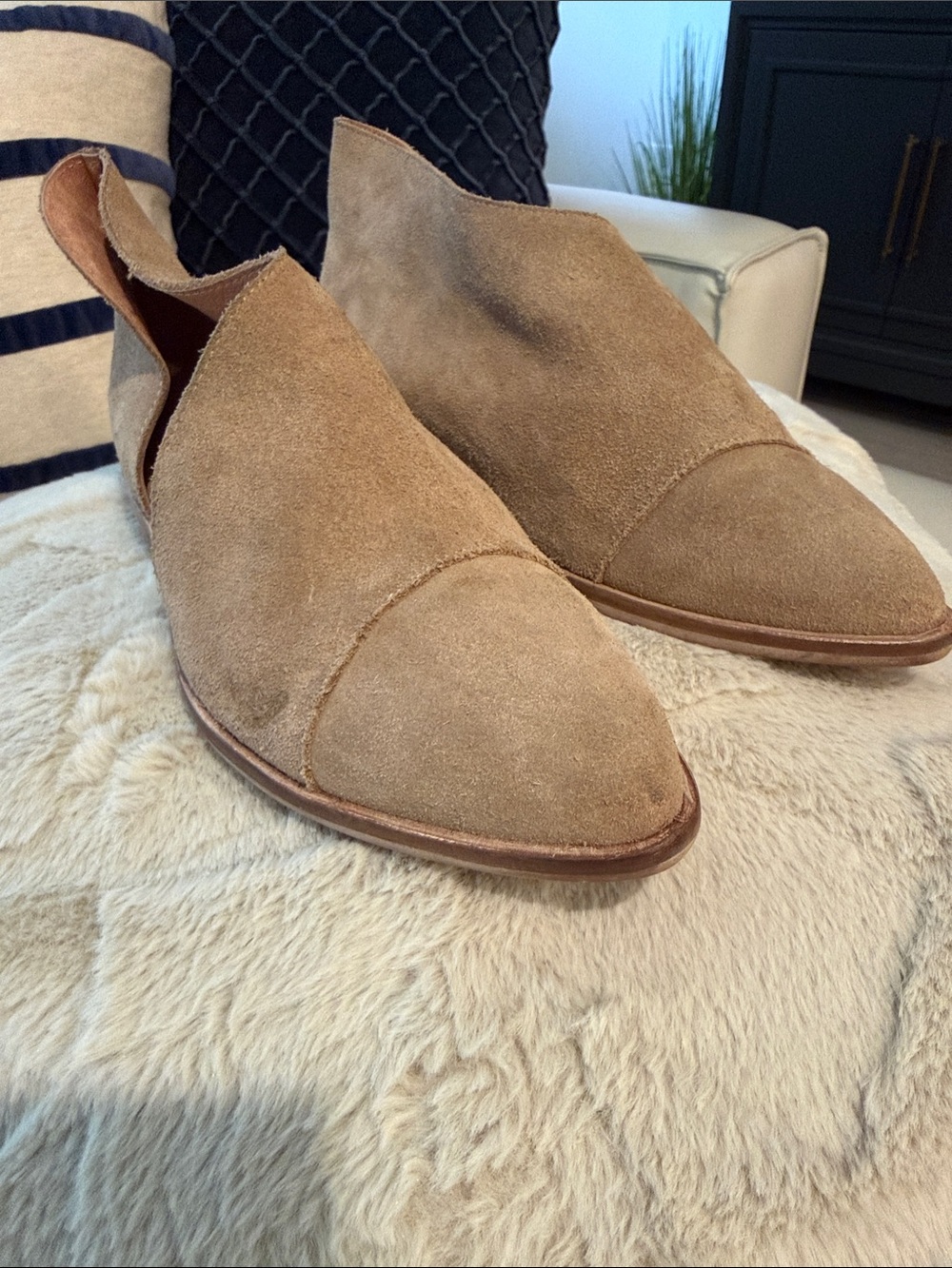 Free People Tan Suede Slip-On Loafers